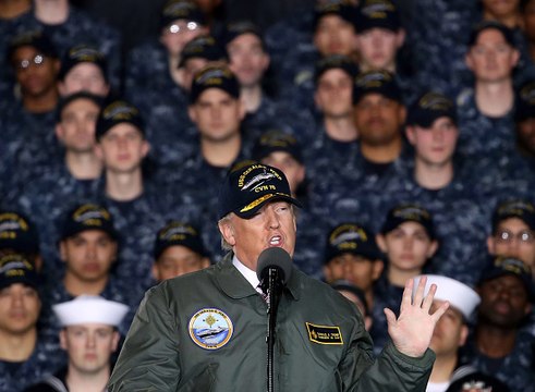 Trump talks defense funding aboard the USS Gerald R. Ford
