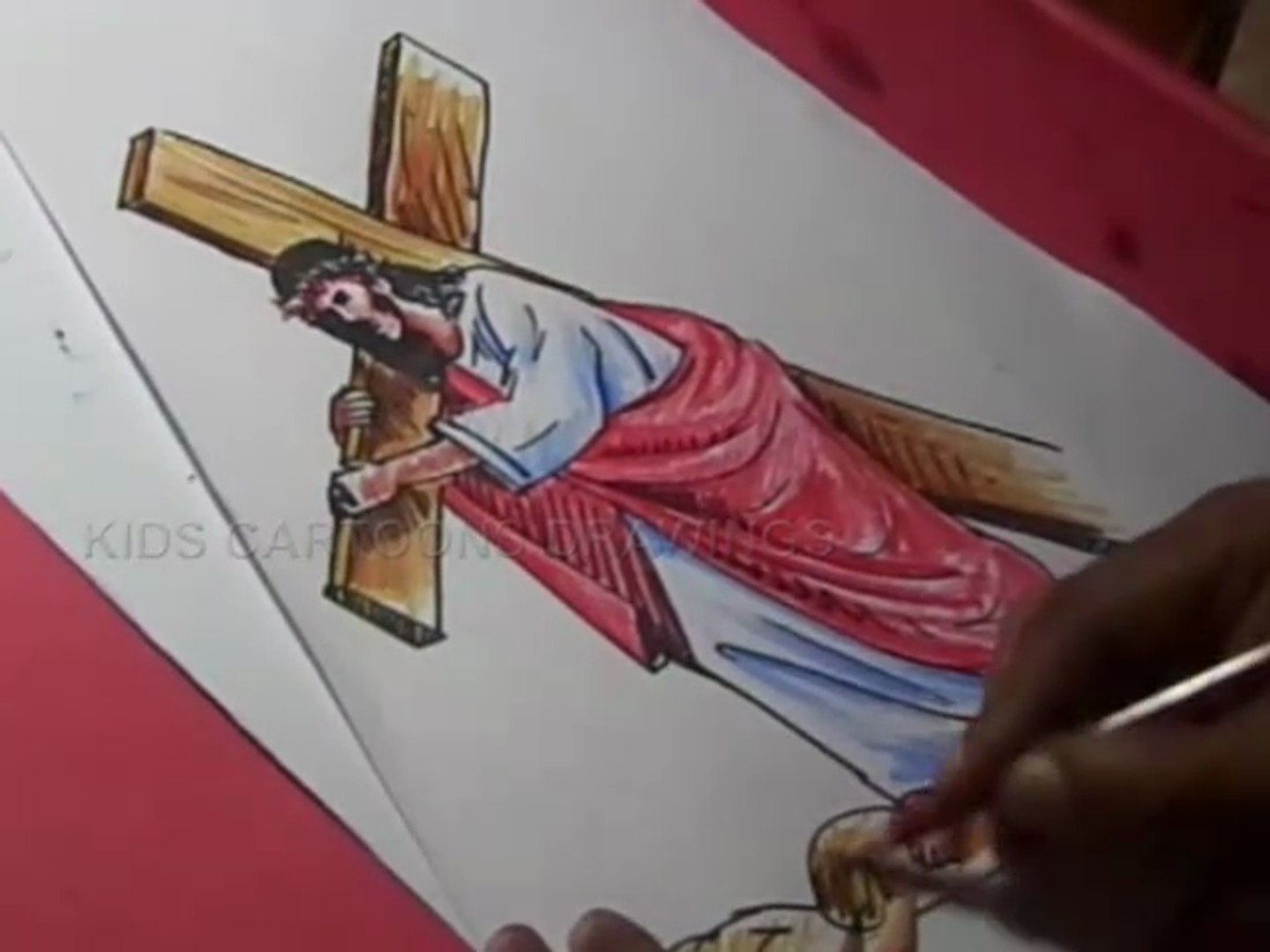 How To Draw Jesus Christ With Cross Color Drawing Step By Step
