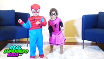 Joker POO COLORED BALLS vs Frozen Elsa and Pink SpiderGirl Superhero Fun in Real Life