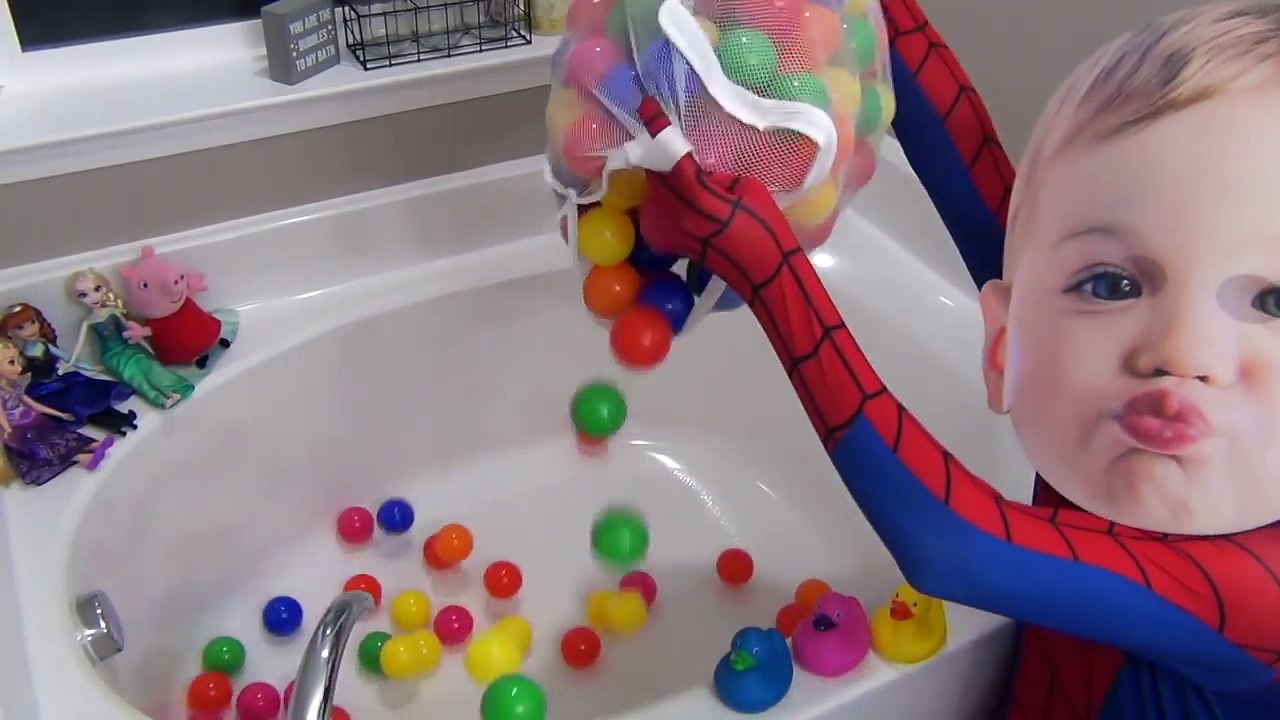 SPIDERBABY TOILET PRANK with Poo Colored Balls, Spider-Man Baby, Joker Orbeez Superheroes