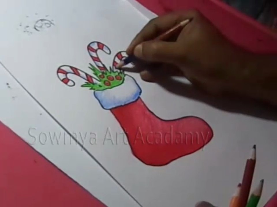 How to Draw Christmas Stocking Color Drawing for kids