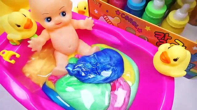 Numbers Counting Baby Doll Colours Slime Bath Time Learn Colors Clay Slime Surprise Toys