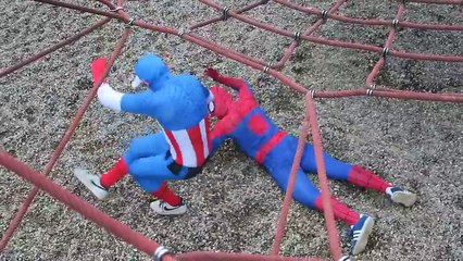 Spiderman vs Captain America - Real Life! Superhero Battle