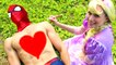 Spiderman & Frozen Elsa vs Rapunzel! w_ Pink Spidergirl, Joker Girl, Maleficent, Hulk & Gum Candy