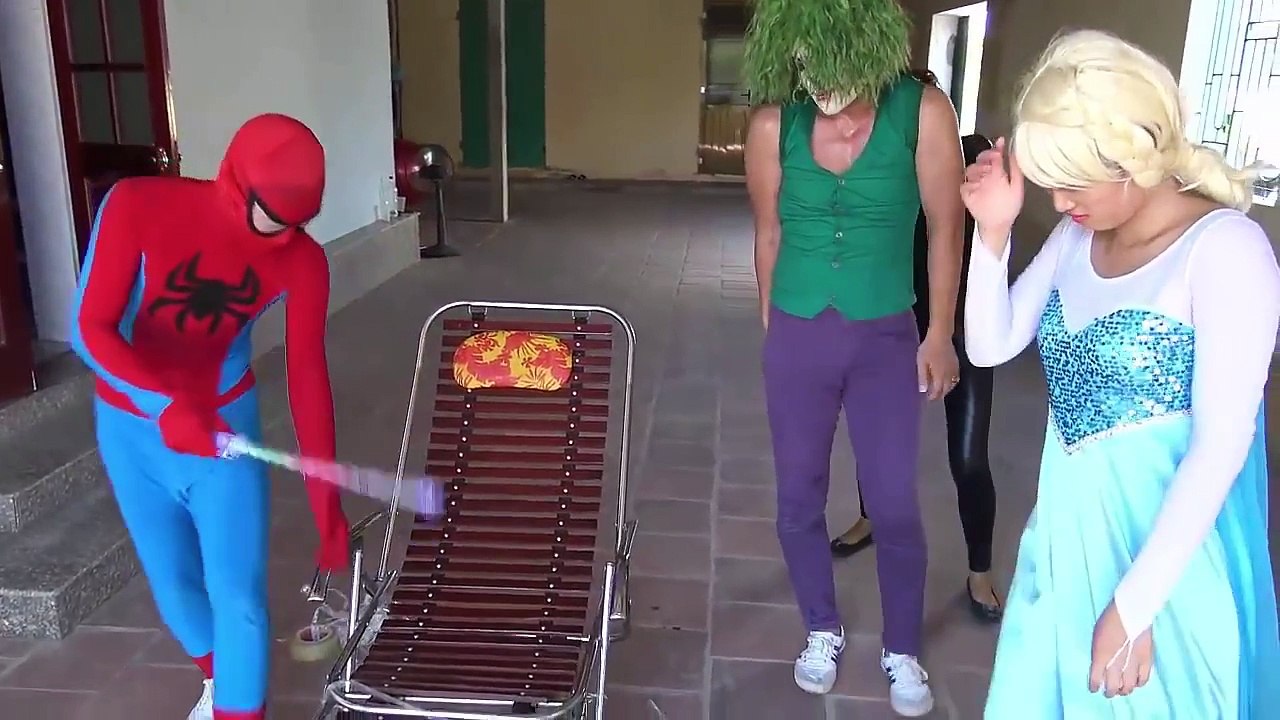 Spiderman rescue Frozen Elsa was tied Joker pranks Fun superheroes movie in real life