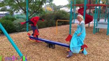 Minnie Mouse & SPIDERMAN LOSES THEIR HEAD! w/ Frozen Elsa Pink Spidergirl & Maleficent Sup