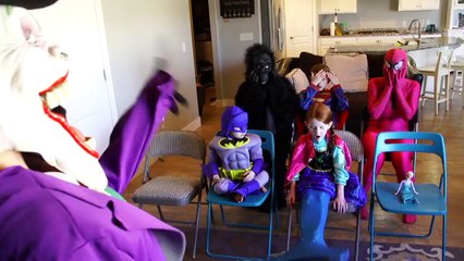 PINK SPIDERGIRL TWINS VS FROZEN ELSA SPIDERMAN VS JOKER SUPERHERO MAGIC SHOW VS BATMAN VS