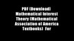 PDF [Download]  Mathematical Interest Theory (Mathematical Association of America Textbooks)  For