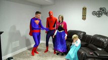 Maleficent twin Babies VS Giant Minion vs Spiderman and Frozen Elsa Captain America Harley