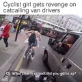 A motorist insults a cyclist with heavy words. Here's how the woman takes revenge