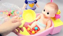 Baby Doll Bath Time in Colours Candy Ball Surprise Eggs Toys