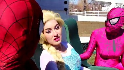 Frozen Elsa vs Spell! w/ Spiderman, Pink Spidergirl Rainbow Hair, Frozen Anna, Doctor & Jo