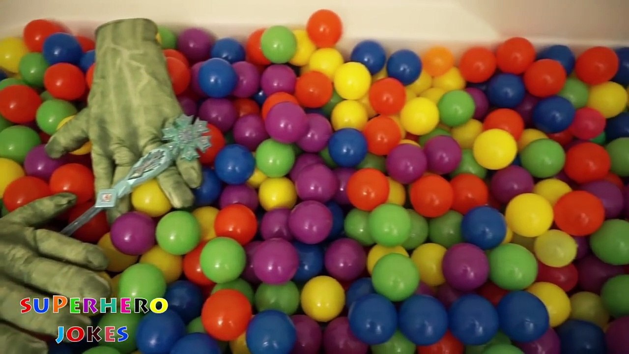 HULK BALL PIT SHOW For Kids w/ Frozen Elsa SuprerGirl Bad Baby Magic Gumballs Sophia Sarah