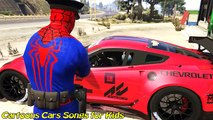 La policía de los Coches deportivos de dibujos animados con el Policía de Spiderman dibujos animados para los Niños y Rimas Hijo