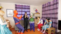 Joker LIPSTICK ATTACK vs Frozen Elsa w Spiderman, Anna, Maleficent! Funny Superhero Video