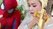 Frozen Elsa Eats Spiders! w/ Spiderman, Princess Rapunzel, Joker & Princess Jasmine in Rea