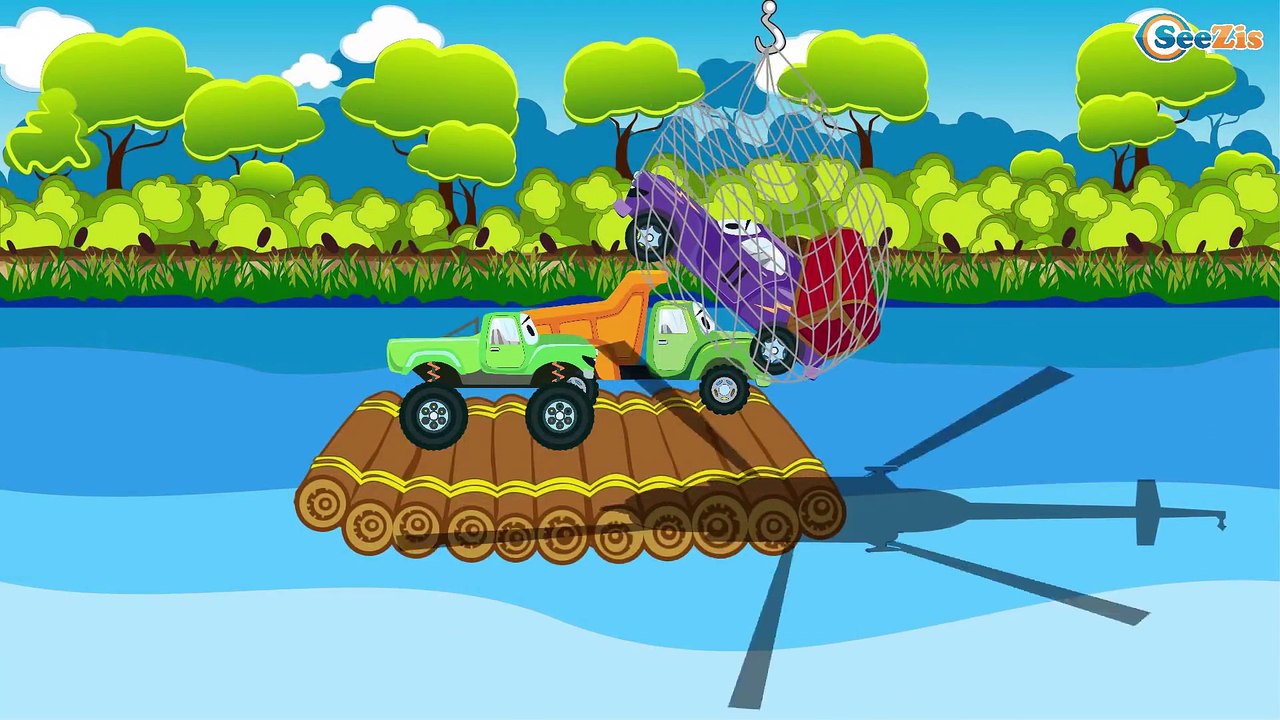 Car Cartoons for children. Truck & Monster Truck & Racing Car. Trucks - Fire Truck & Garbage Truck