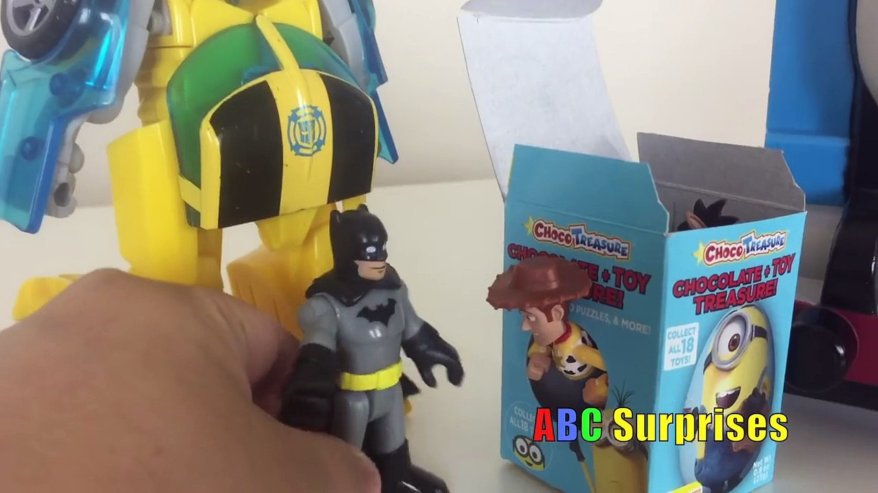 Abc Surprises Batman Transformer Rescue Woody from Joker Big Minion Egg Surprise