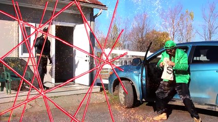 Frozen Elsa & Spiderman ROBBING A BANK?! w/ Joker Anna Car Baby Spidergirl Catwoman! Super