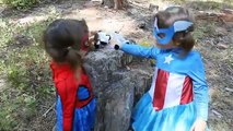 Реальной Жизни Детей Супергеройское Сражение! Человек-паук и Капитан Америка против Бэйна