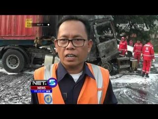 Api Hanguskan Badan Truck Trailer Akibat Kecelakaan Beruntun di Bekasi - NET5