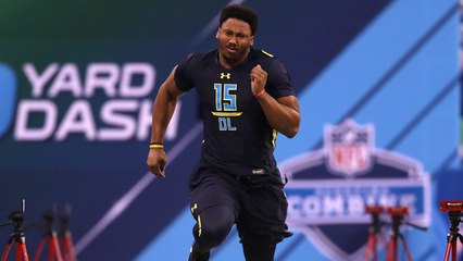 Myles Garrett stumbles during 40-yard dash