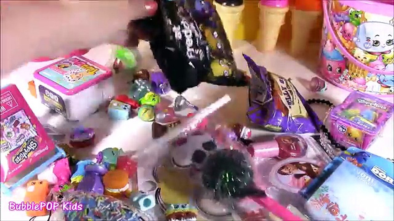 Bucket of SHOPKINS! Season 1 2 3 Twozies! Five Nights at Freddys! Monster High CANDY Lip BALM! FUN