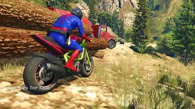 Spiderman Coches de dibujos animados Moto de Coche de Policía para Niños con canciones infantiles Canciones para Niños