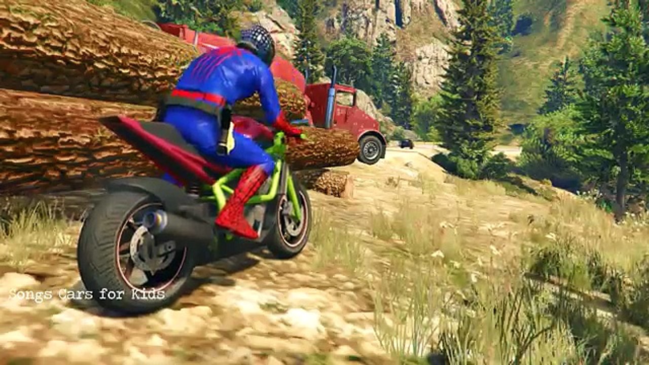 Spiderman Coches de dibujos animados Moto de Coche de Policía para Niños con canciones infantiles Canciones para Niños