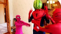 Spiderman vs Frozen Elsa vs Joker w/ Batman, Batgirl, Pink Spidergirl, Venom - Funny Super