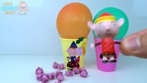 Balloons Cups Surprise Toys Ben and Holly Learn Colors in English for Children