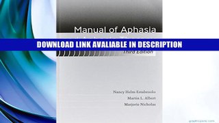 eBook Free Manual of Aphasia and Aphasia Therapy [With DVD ROM] Free Online
