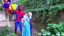 BABY ELSA Birthday Party!! Disney Princesses and Frozen Elsa w/ Spiderman vs Balloons & Gi