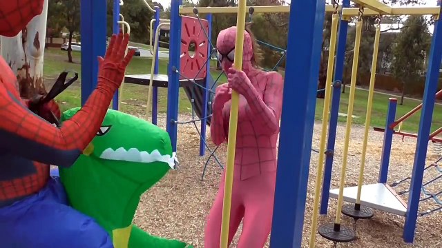 Spidergirl Vs Skeleton Man Vs T-REX w Spiderman Frozen Elsa Joker Superhero Fun Compilatio