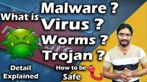 What is Malware? and its types || Difference Between Viruses, Worms and Trojans