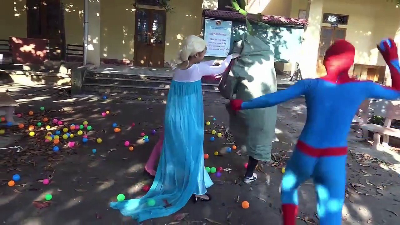 Spiderman vs Joker kidnap Frozen Elsa blackmail Fun Superheroes movie in real life