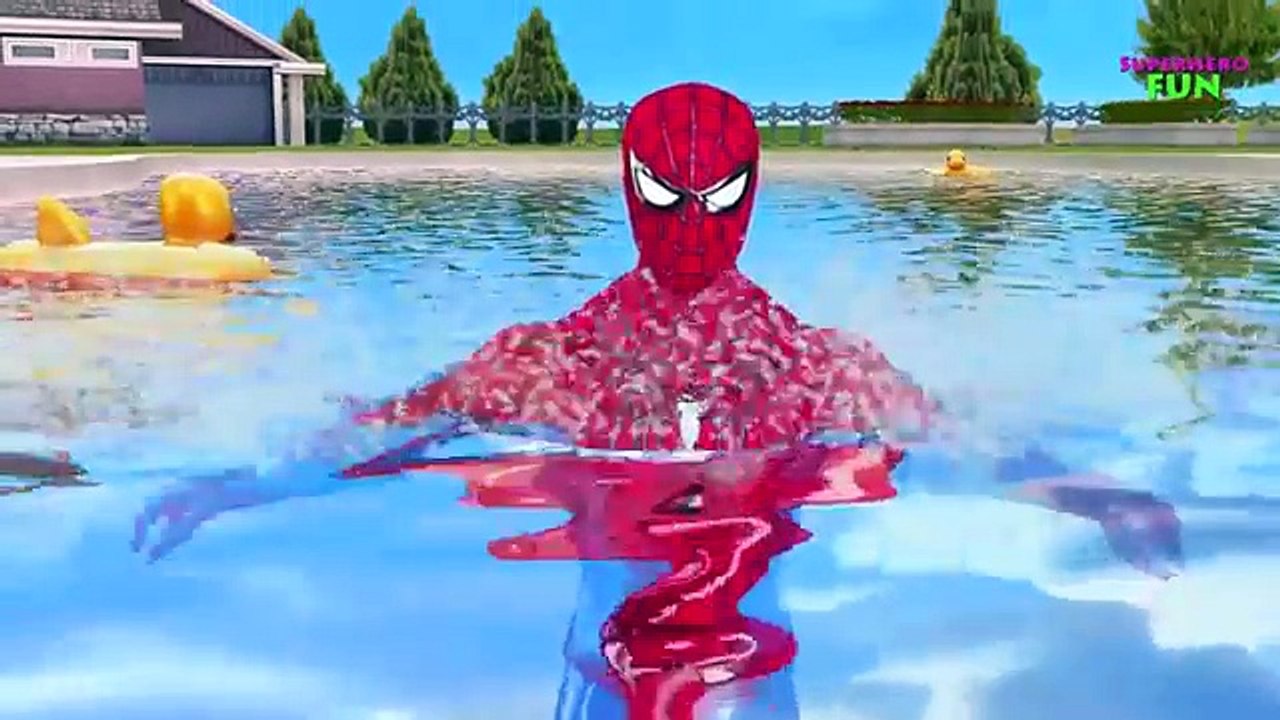 Spiderman Hulk Pink SpiderGirl Frozen Elsa Swimming Pool Party Joker Surprise Prank Funny