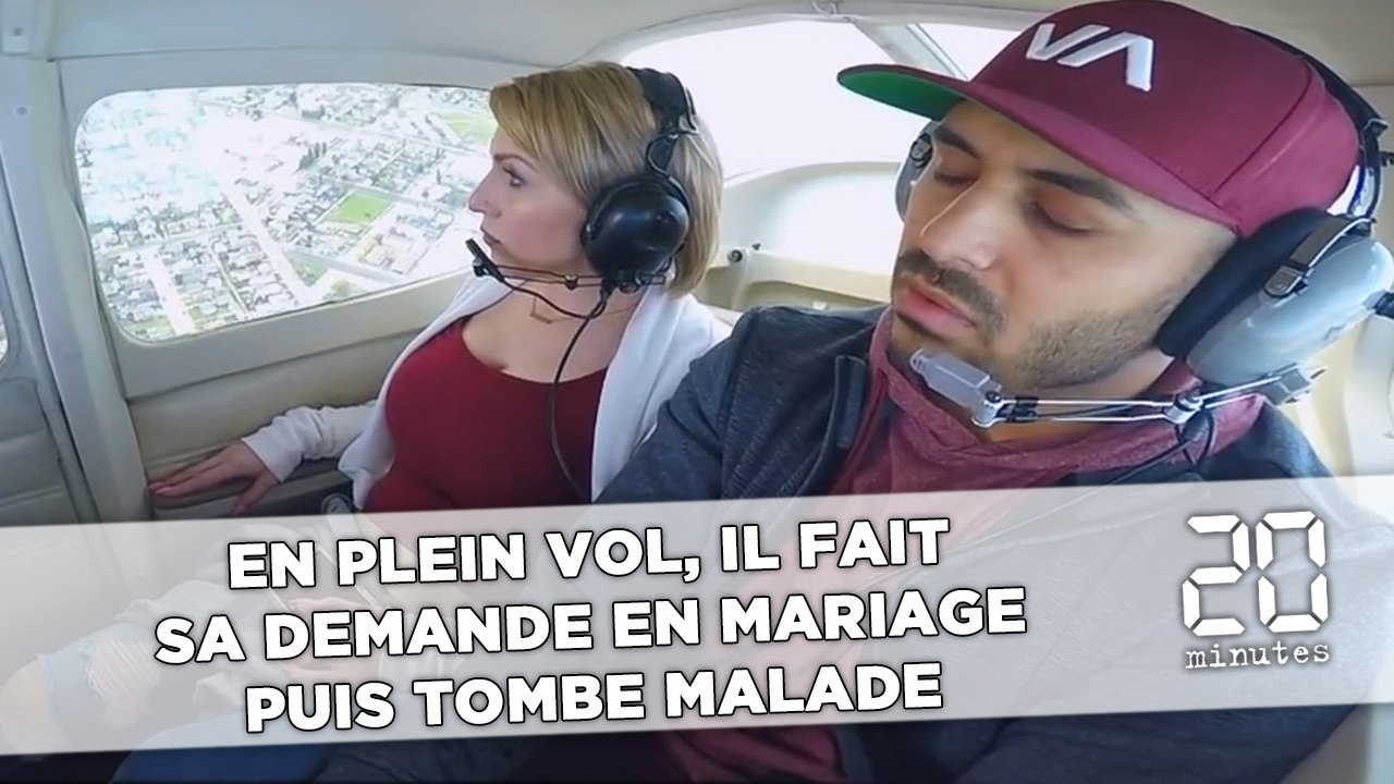 En plein vol, il fait sa demande en mariage puis tombe malade