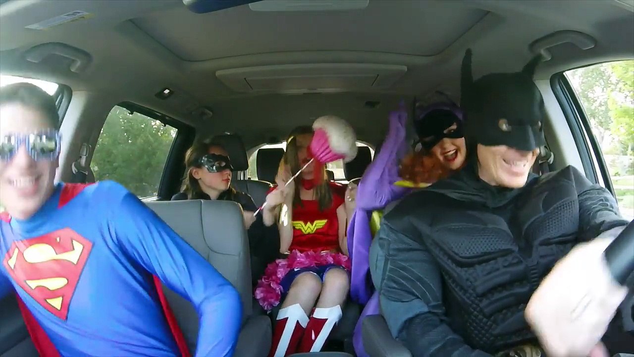 Superhero Car Dance Superman vs Supergirl vs Wonder woman vs Poison ivy in Real life!