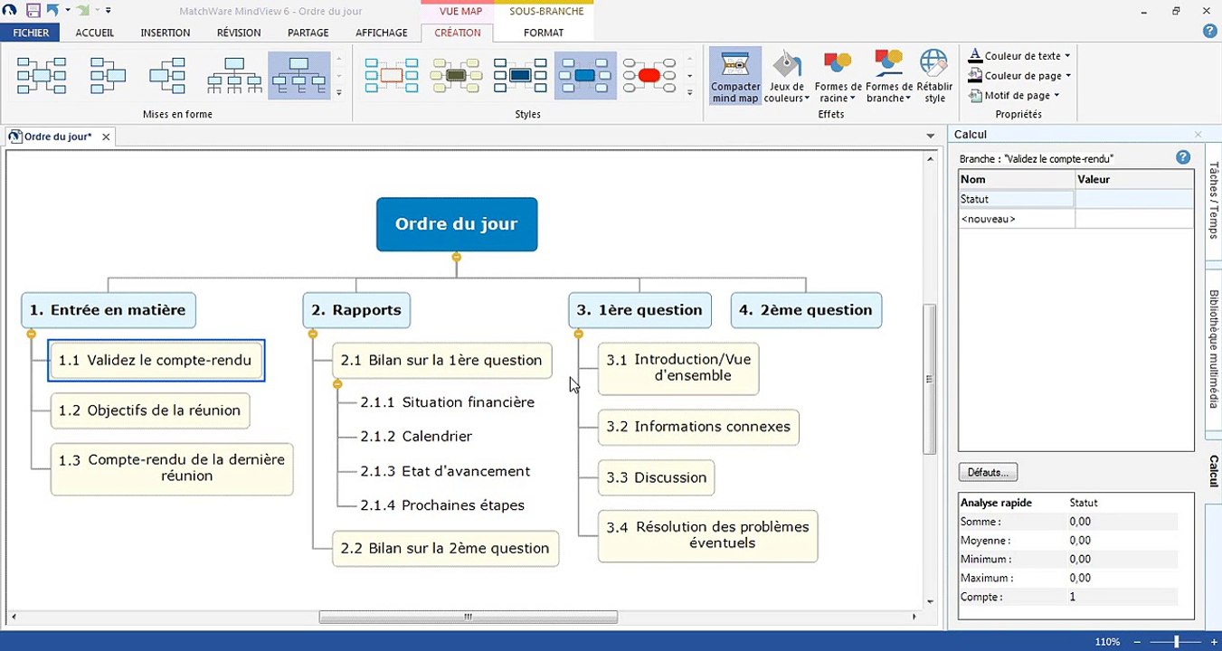Vidéo Nouveautés de MindView 6 - Valeurs de calcul textuelles