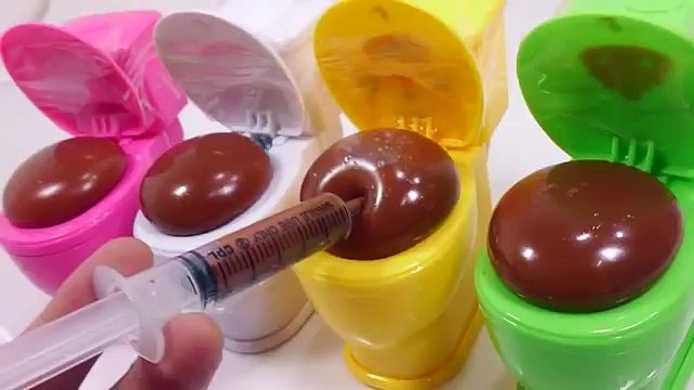 DIY How To Make Colors Toilet Chocolate Poop Slime Glue Syringe Water Balloons Learn Colors Slime