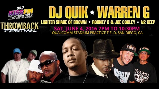 DJ Quik & Warren G Live @ 95.7 KISS Throwback Festival, Qualcomm Stadium Practice Field, San Diego, CA, 06-04-2016