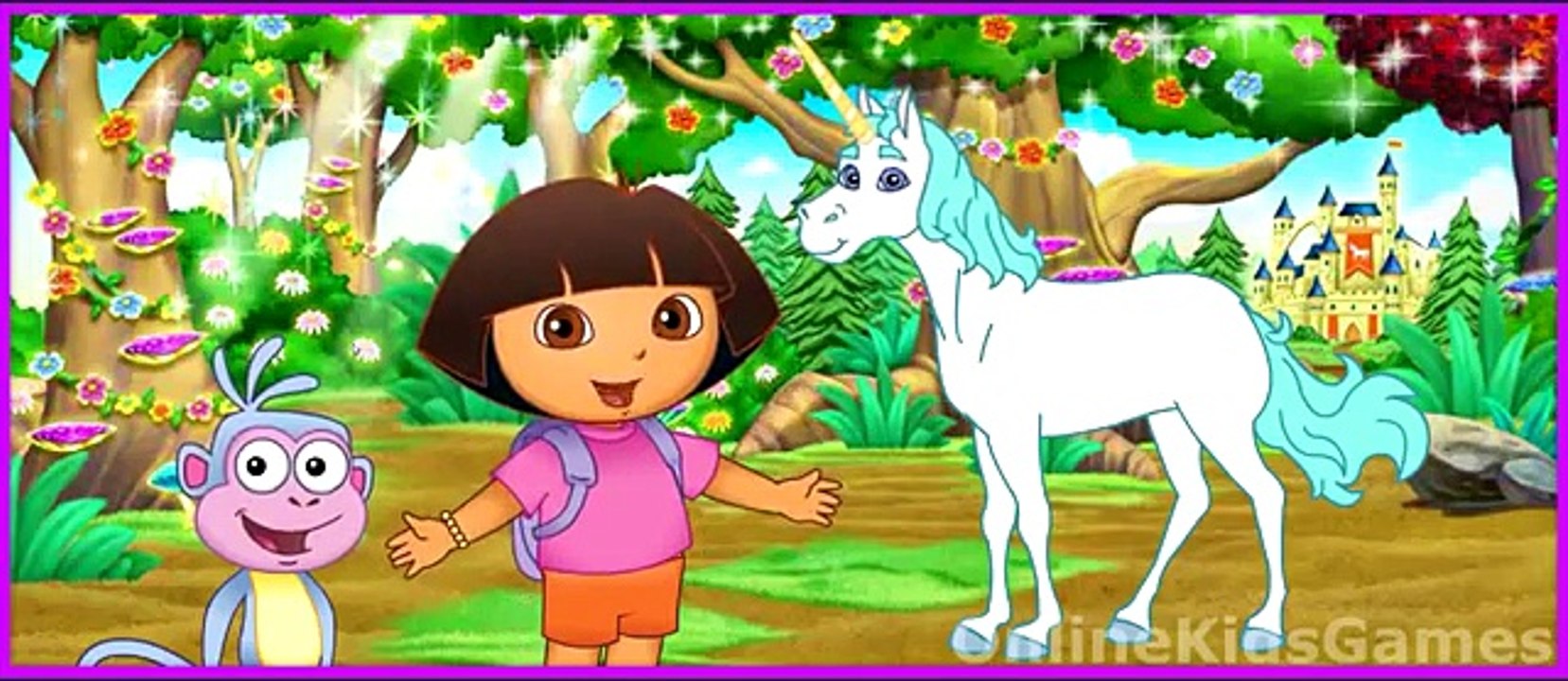 Dora La exploradora en El Cuento de el Unicornio Rey Parte 1 de Dora Aventura en el Bosque Encantado