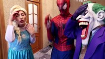 Spiderman & Frozen Elsa TOILET PRANK! w/ Joker Superman Masha Toys Vampire Superhero IRL