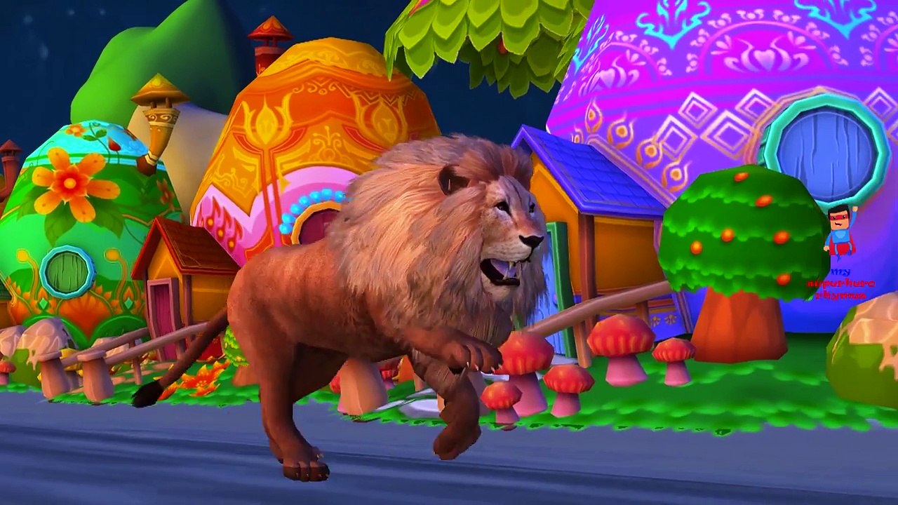 Lion Cartoon Singing Wee Willie Winkie | Finger Family Children Nursery Rhymes By Tiger Ca