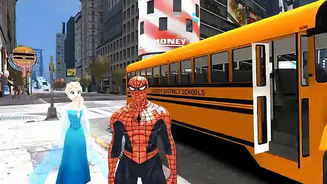 Las ruedas De Los Autobuses de Spiderman y Congelado Elsa | canciones infantiles Canciones para Niños con Acción