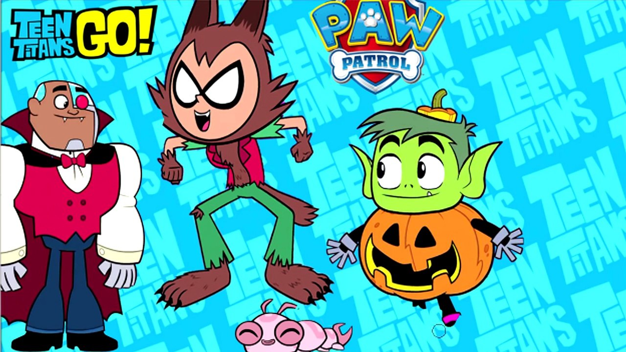 PAW PATROL as HALLOWEEN TEEN TITANS GO Robin Beast BoyTTG│Learn colors Fun coloring videos