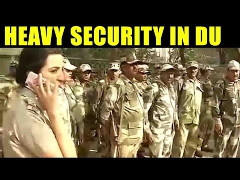 Ramjas violence: security tightened  following DU-JNU protest march: Watch video | Oneindia News