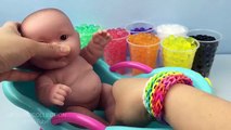 Divertido Aprender los Colores con la Muñeca del Bebé la Hora del Baño En el Agua de Perlas de Gelatina de Bolas el Juego de Aparentar para C