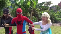 BABY Spiderman and Frozen Elsa Don't WEAR CLOTHES Black Spiderman steal  Joke